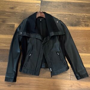 White House Black Market Moto Black Faux Leather Jacket